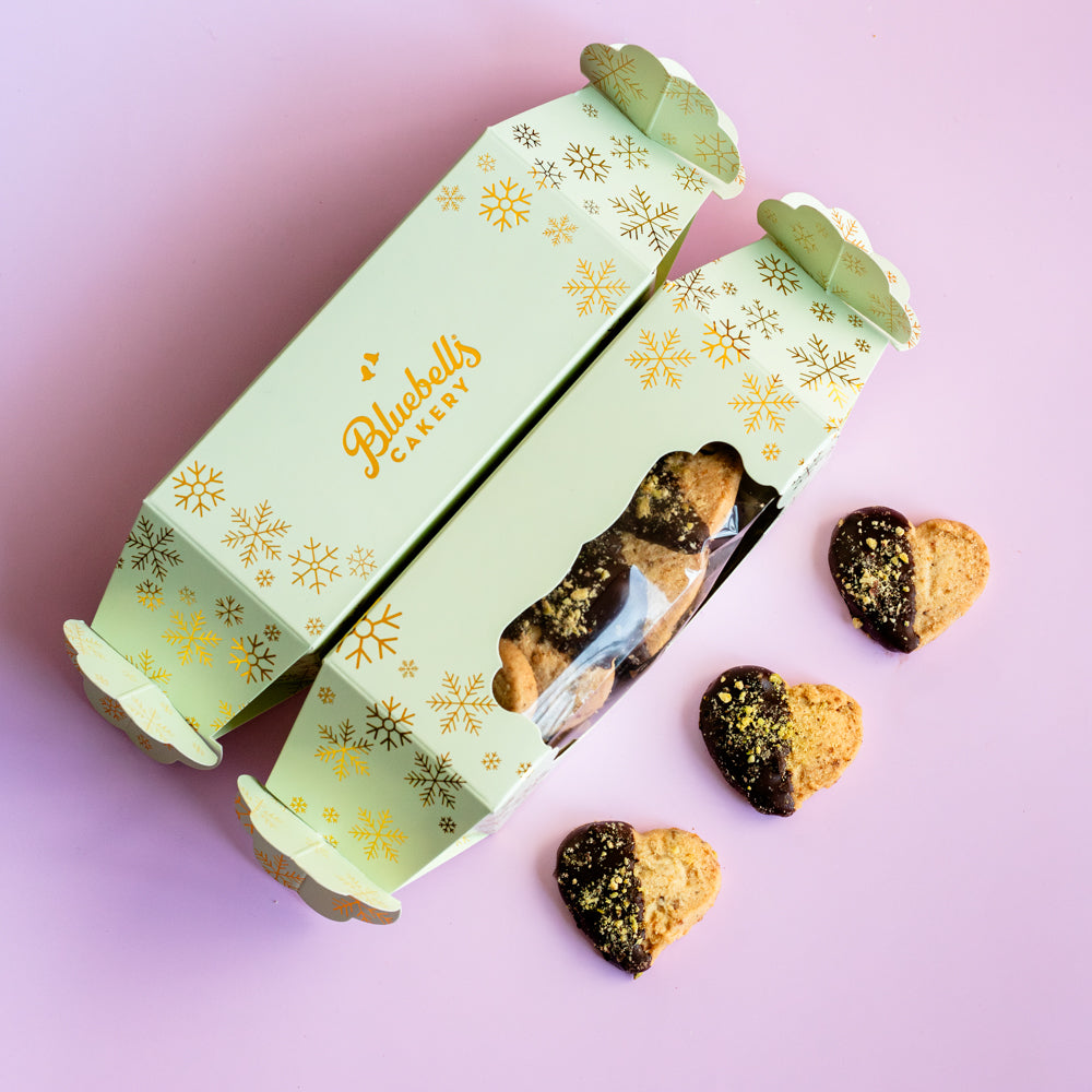 Christmas Cracker - Pistachio & Ginger Shortbread Hearts