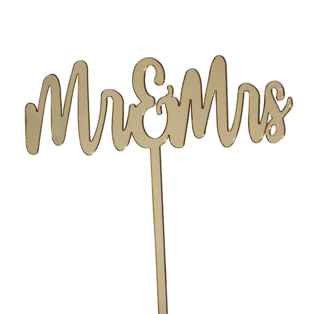 Acrylic Cake Topper - Mr & Mrs - Gold