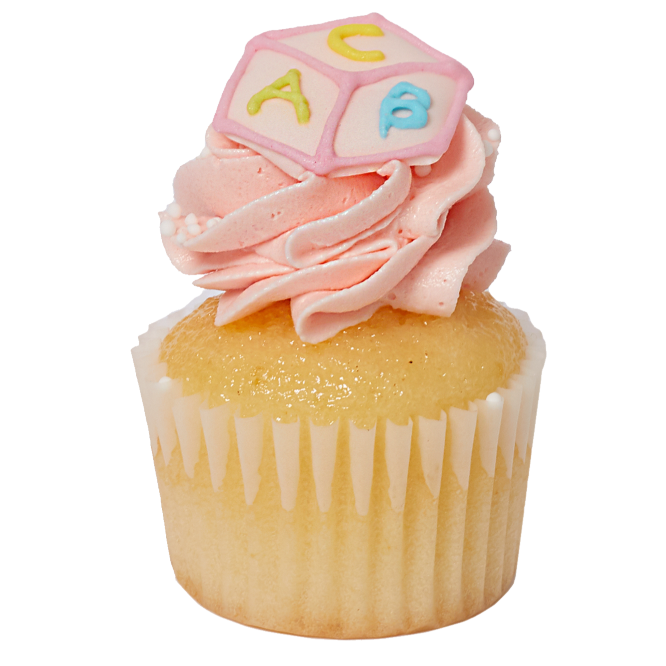 Mini Cupcake Flavour - Baby Themed - Vanilla With Pink Icing