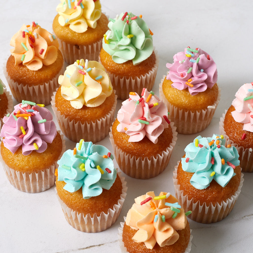 Mini Rainbow Cupcakes | 12 Pack | Bluebells Cakery Auckland 