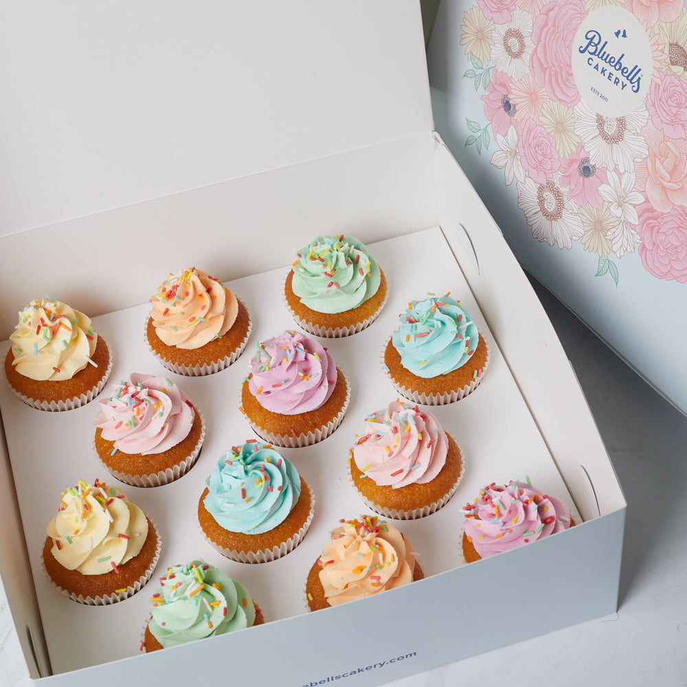 Rainbow Vanilla Cupcakes | Pickup Or Delivery | Bluebells Cakery Auckland 