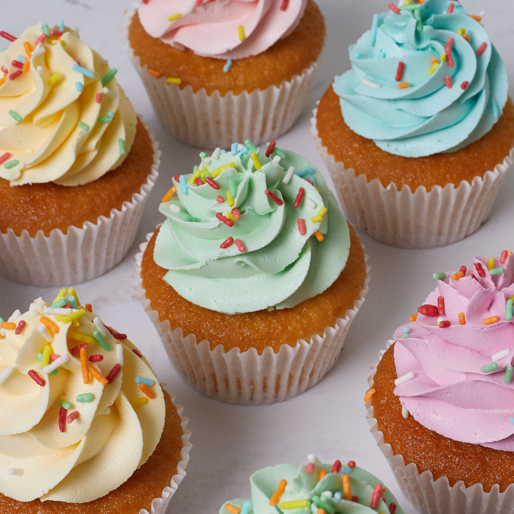 Rainbow Vanilla Cupcakes | 6 Pack | Bluebells Cakery Auckland 