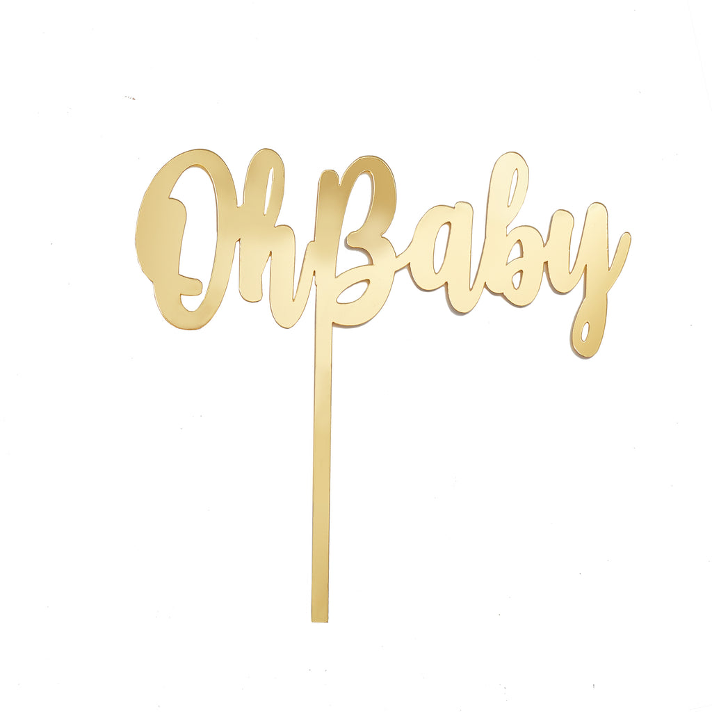 Oh Baby Gold Acrylic Cake Topper for Baby Shower Cakes