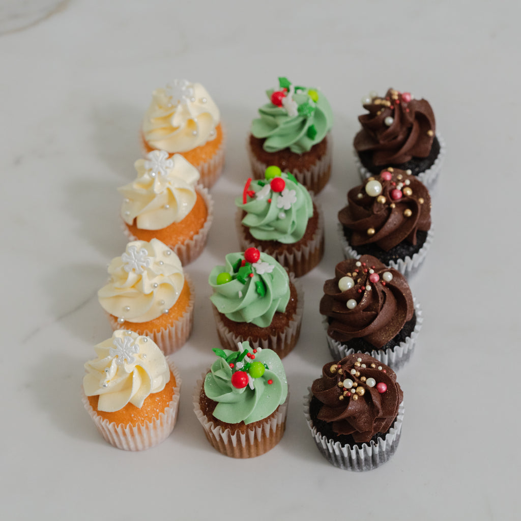 Festive Mini Cupcakes - 12 Pack