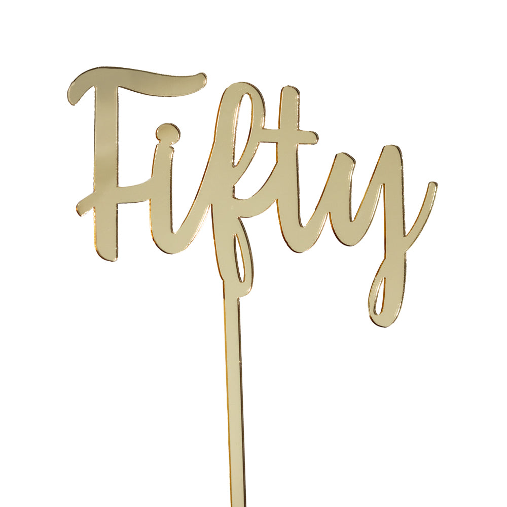 Acrylic Cake Topper - Fifty - Gold