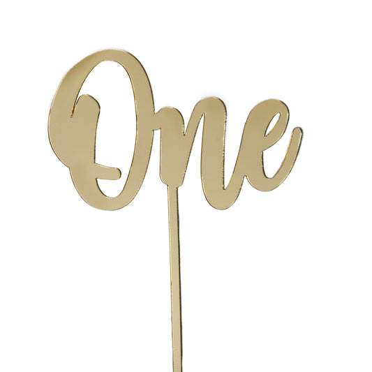 Acrylic Cake Topper - One - Gold