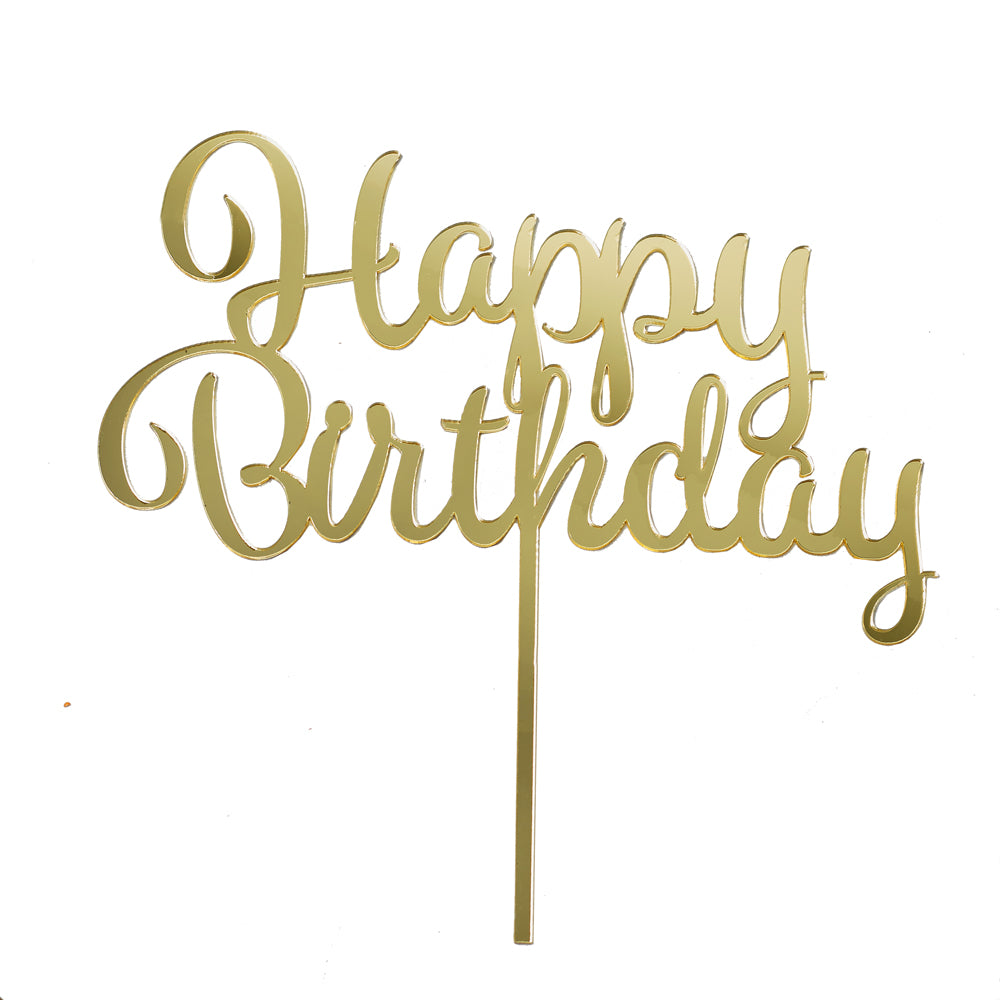 Gold Happy Birthday Cake Topper | Bluebells Cakery Auckland