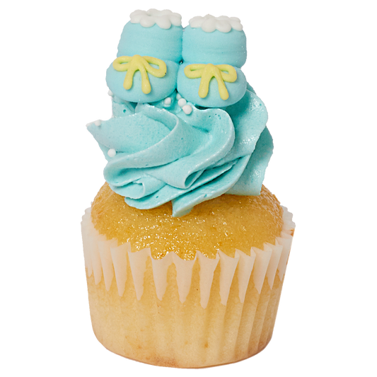 Mini Cupcake Flavour - Baby Themed - Vanilla With Blue Icing