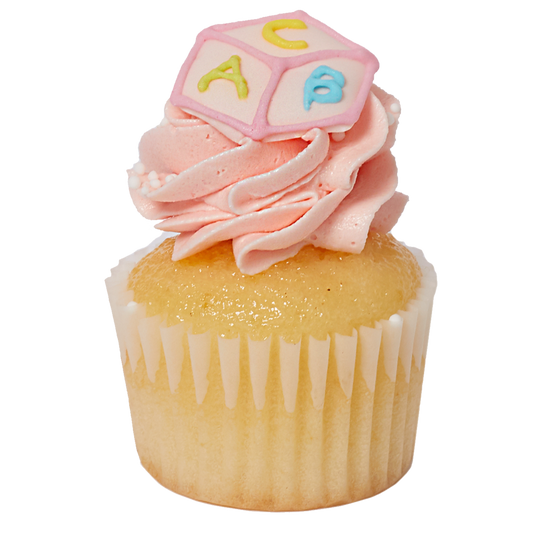 Mini Cupcake Flavour - Baby Themed - Vanilla With Pink Icing
