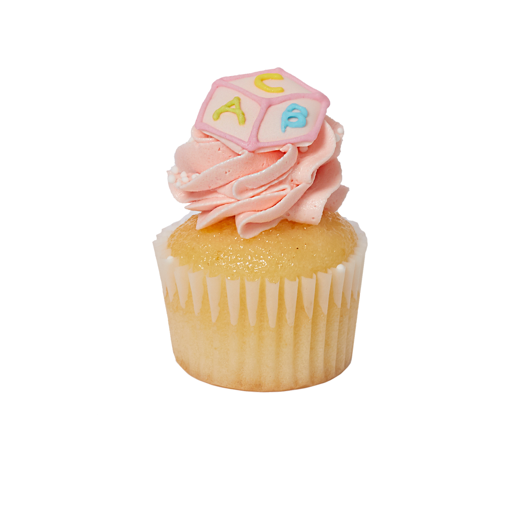 Mini Cupcake Flavour - Baby Themed - Vanilla With Pink Icing