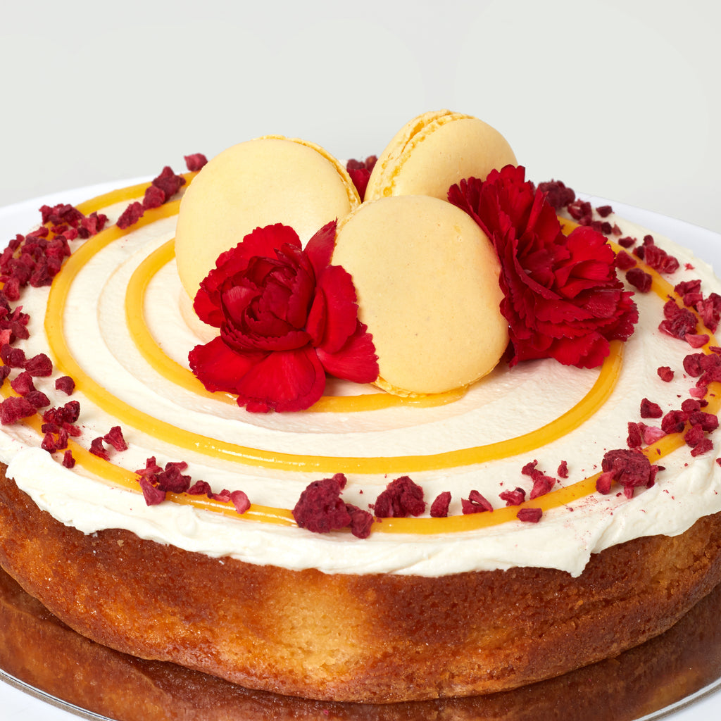 Classic Cake - Add Macarons & Fresh Carnations