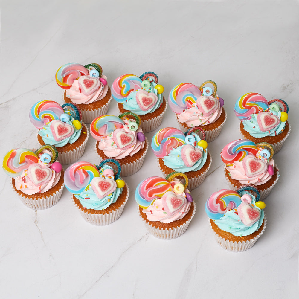 Colourful Loaded Lolly Cupcakes | Pickup Or Delivery | Bluebells Cakery Auckland