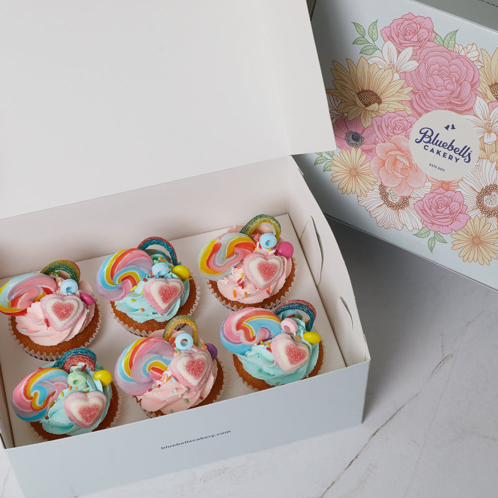 Colourful Loaded Lolly Cupcakes | 6 Pack | Bluebells Cakery Auckland