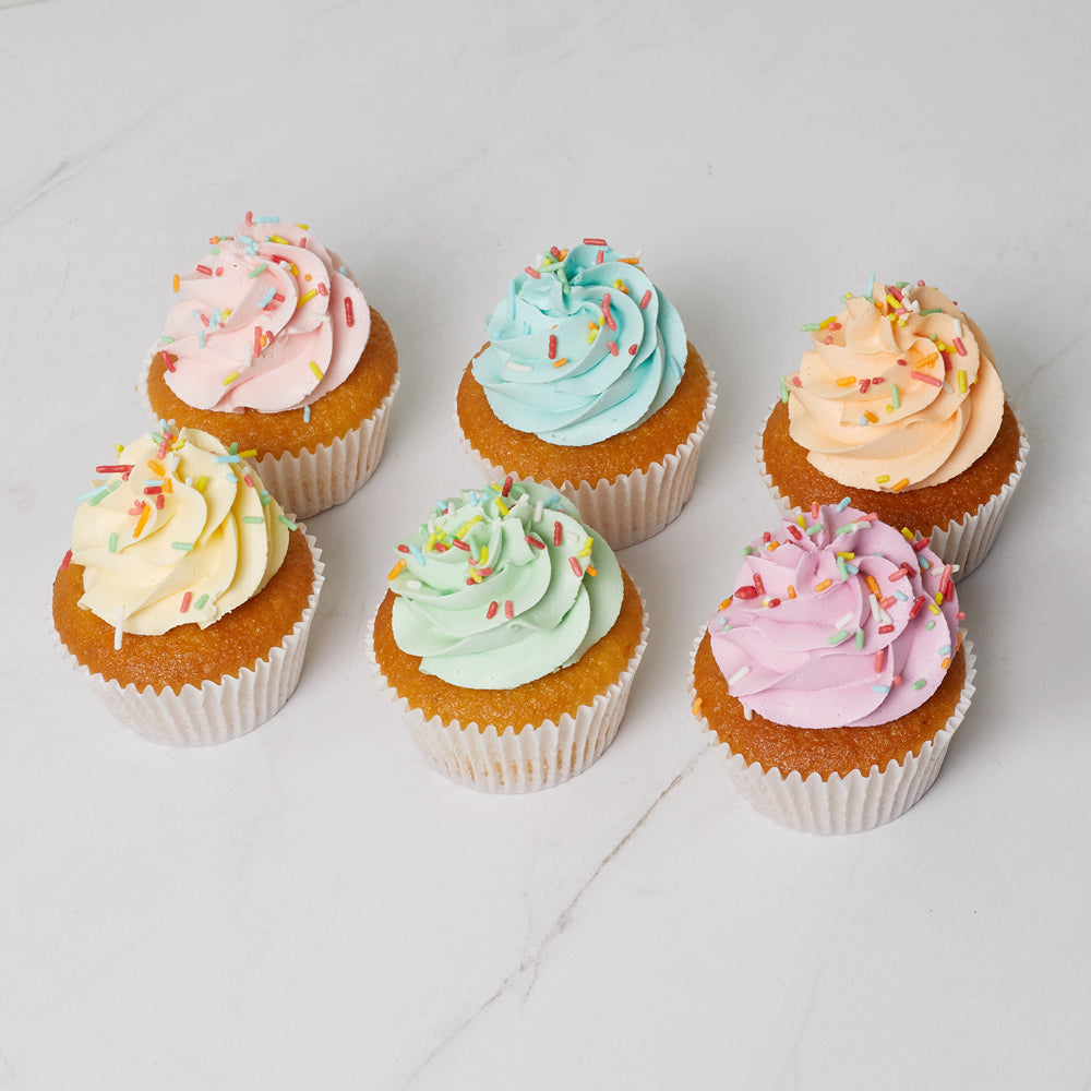 Rainbow Vanilla Cupcakes | 6 Pack | Bluebells Cakery Auckland 