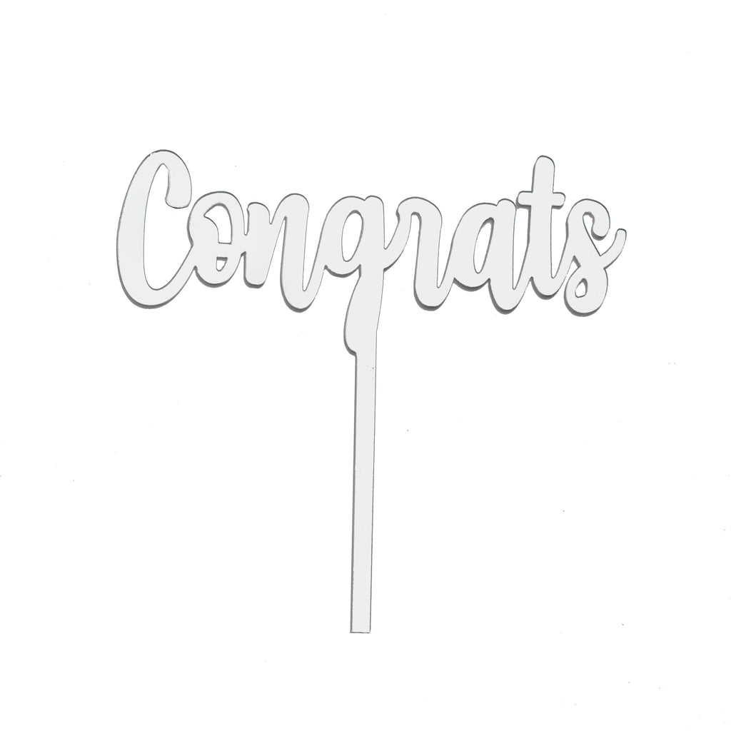 Silver Congratulations Cake Topper | Bluebells Cakery Auckland