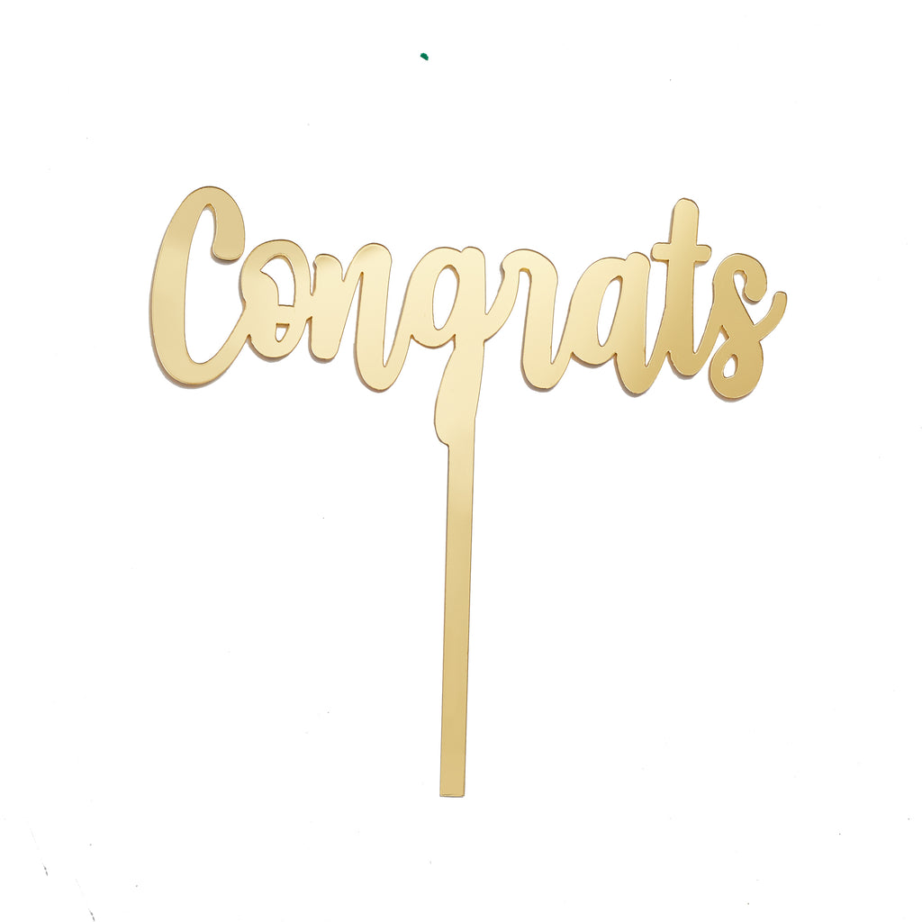 Gold Congrats Cake Topper | Bluebells Cakery Auckland