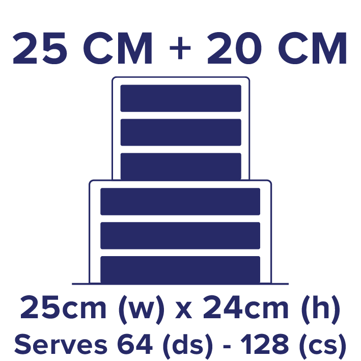 Tiered Cake Size - 25 CM + 20 CM