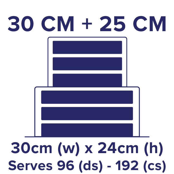 Tiered Cake Size - 30 CM + 25 CM
