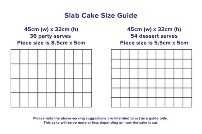 Big Slab Cake Size Guide | Bluebells Cakery | Auckland