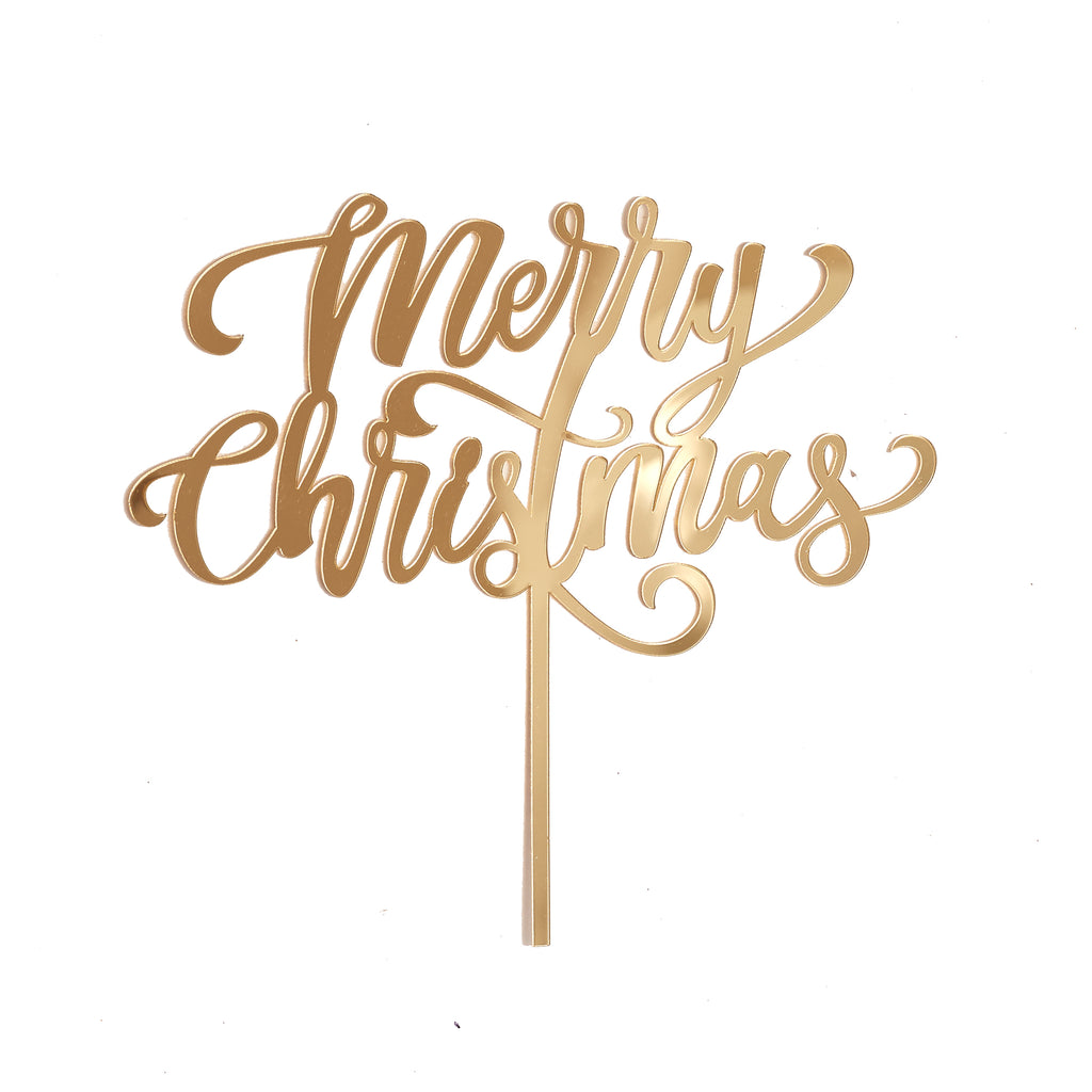 Acrylic Cake Topper - Merry Christmas - Gold