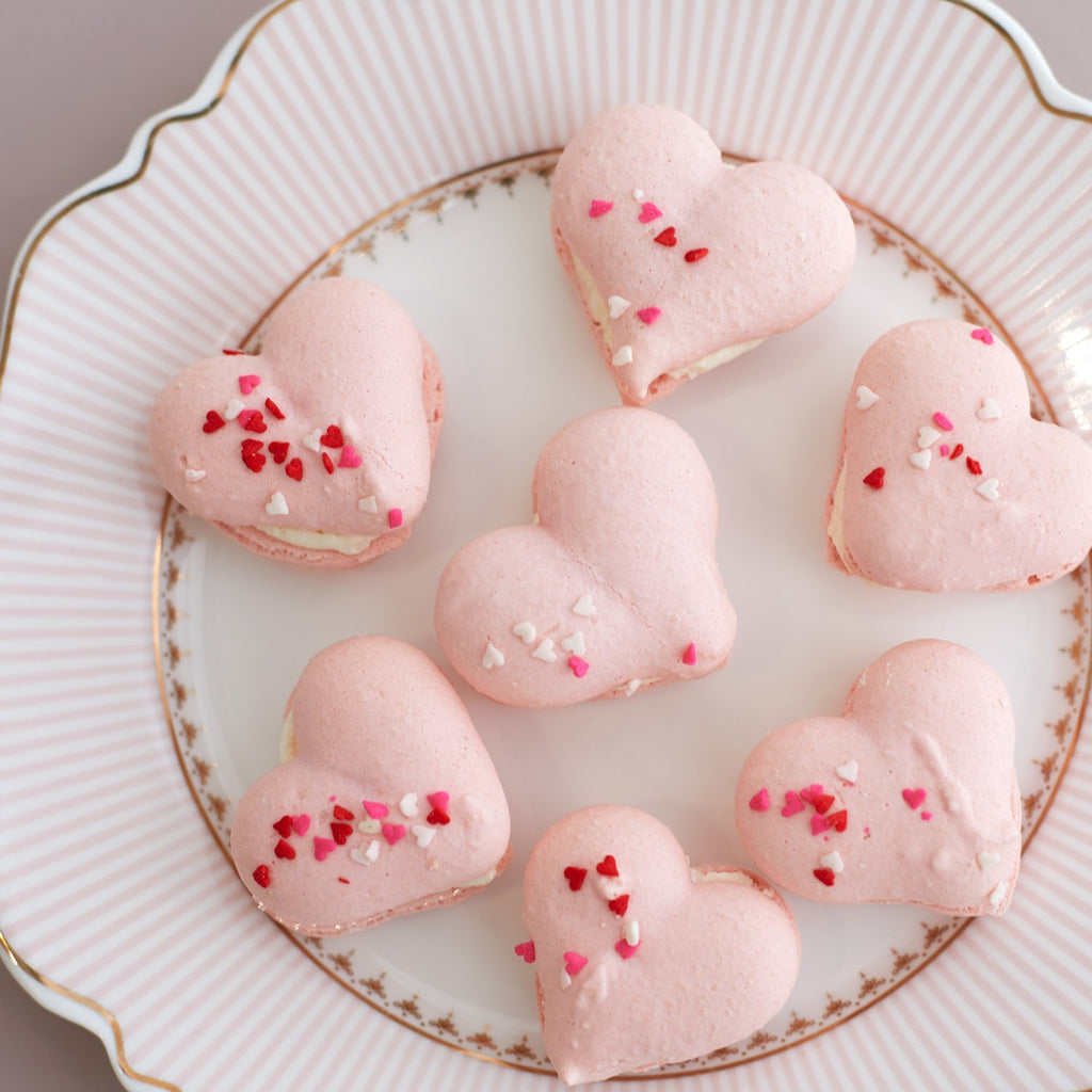 Valentines Raspberry Heart Macarons - 12 Pack (GF) - Bluebells Cakery